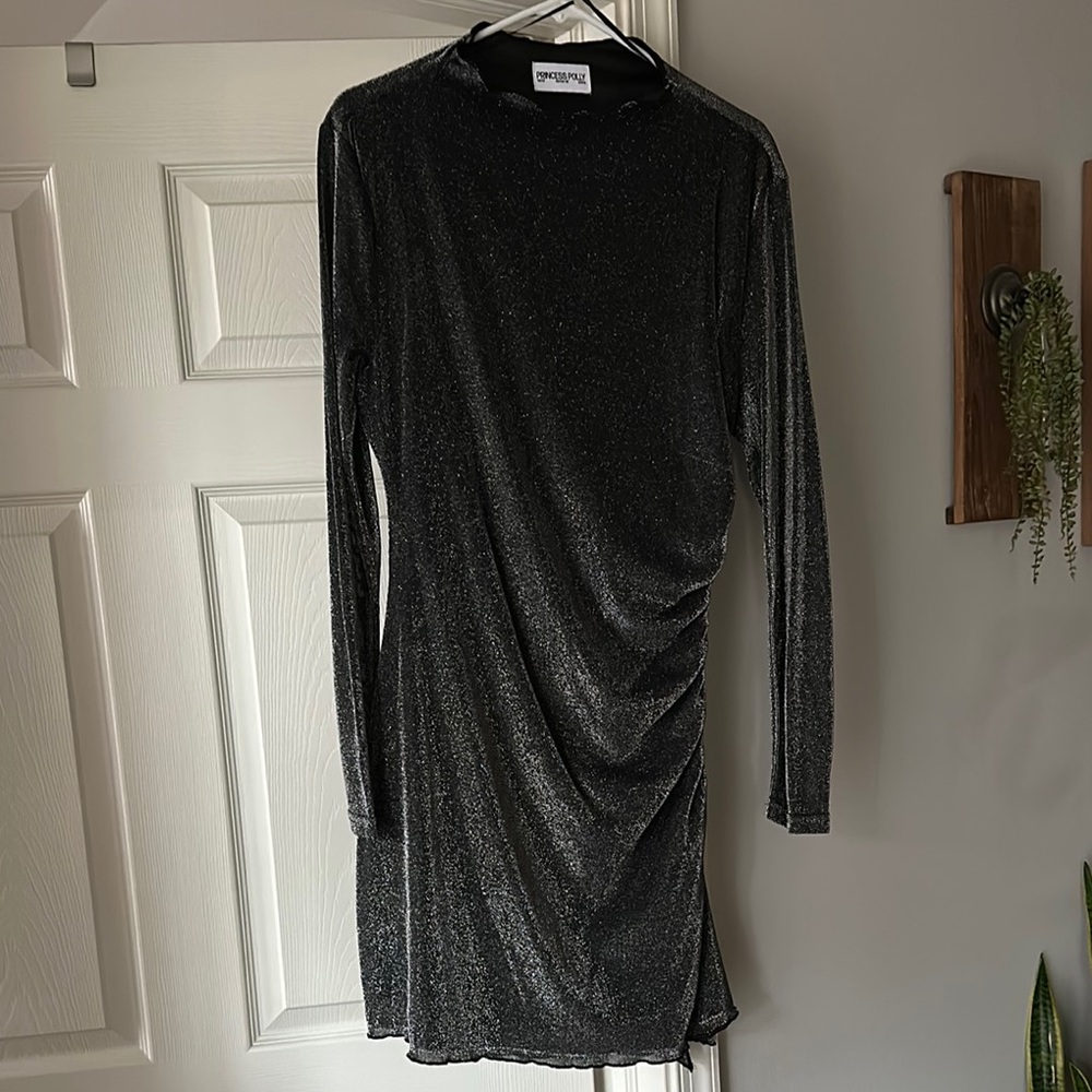 Princess Polly Gray Ruched Long Sleeve Sheath Dress